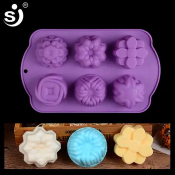 Силиконови форми за сапун във формата на цветя SJ за мыловарения, 6-полостная форма на ръчно изработени форми за собственоръчно сапун DIY