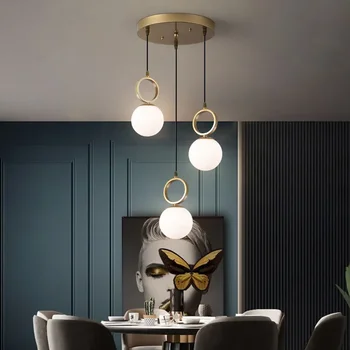 Скандинавски led окачен лампа Led стъклен полилей Висящи осветителни тела за хол, трапезария, кухня, спалня