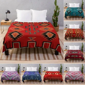Сканиране на оригиналния одеяла в ретро стил 1890 година с седло навахо, меки фланелевыми завивки за легла, топло лесно флисовым одеяло