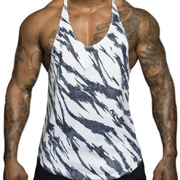 Стилна мъжка жилетка за фитнес и бодибилдинг, тънка спортна риза за тренировки във фитнеса от дишаща материя Няколко цвята