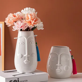 Творческа минималистичное украса на Керамични вази в скандинавски стил, Сухи Цветя Офис шкаф за телевизор Дневна Форма на Лицето Украса на работния плот