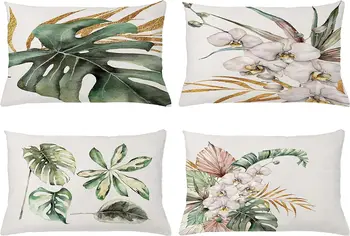 тропическа калъфка за възглавница, винтажное растение монстера, листа от орхидея, принт, поясная калъфка 40x60 см, декоративна калъфка за дивана