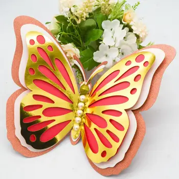 Уникална стикер с куха пеперуда на стената Сватбен празничен декор Имитация декор във формата на пеперуда Етикети Декор на стаите 3d Декор във формата на пеперуда
