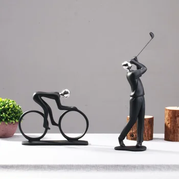 Фигурка на мотор от смола за голф, Скулптура Шампион-колоездач, съвременната Абстрактна Статуя, Спортен модел за всекидневна, Декориране на дома, Декориране