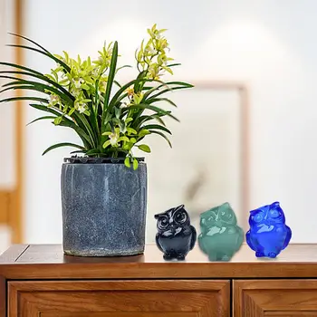 Фигурки на животни от скъпоценни камъни - статуетка на бухал ръчно изработени от естествен кристал, идеален за декорация на дома, офиса, автомобила, размер 3.5 см