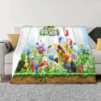 Флисовое пролет-есен одеяло за любителите на видео игри Pikmin, многофункционални супер топли наметала за мека мебел, офис мат