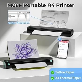 Хартия на принтера Phomemo M08F формат А4, преносим термопринтер, мобилен Bluetooth принтер, съвместим с телефони и лаптопи с Android и iOS.