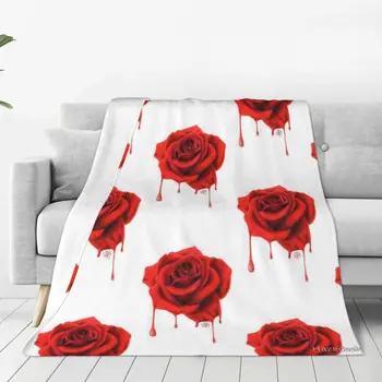 Червени покривки с изображение на рози, постилка за легло, Кавайные пухкави, меки завивки за легло