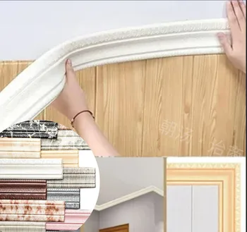 2.3 m тапети с 3D модел декоративна линия украса линия первази самозалепващи водоустойчив стикер на стената на хола