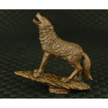 Азиатската античната статуя на вълка от червена мед, благороден подарък за мебели декорация за маса