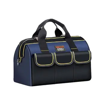 Чанта за инструменти с широко гърло, водоустойчива чанта за носене инструменти, чанта за съхранение с множество джобове, чанта за съхранение на инструменти за обслужване на електро